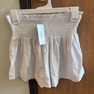 White Smocked Waist Shorts